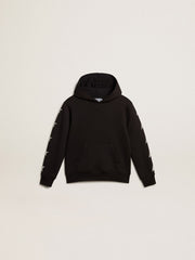 Boys’ hooded sweatshirt in black with contrasting silver stars