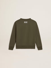 Boys' dark green sweatshirt with white maxi star on the front