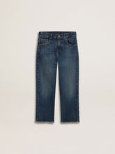 Boys' denim jeans with a raw edge and embroidery
