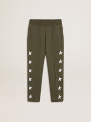 Boys' military-green joggers with white stars