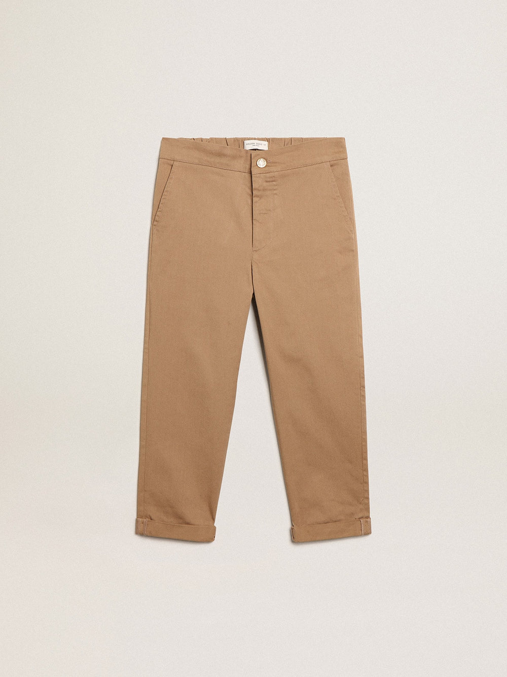 Boys’ chinos in caramel cotton