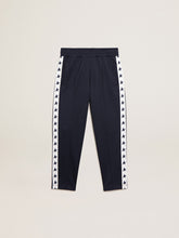 Dark blue joggers with white strip and contrasting stars