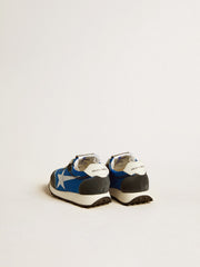 Marathon Junior in blue nylon with printed star and leather heel tab