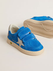 Junior Ball Star in light blue suede with gray nubuck star and heel tab