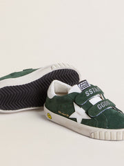 Old School Junior in green suede with white leather star and heel tab