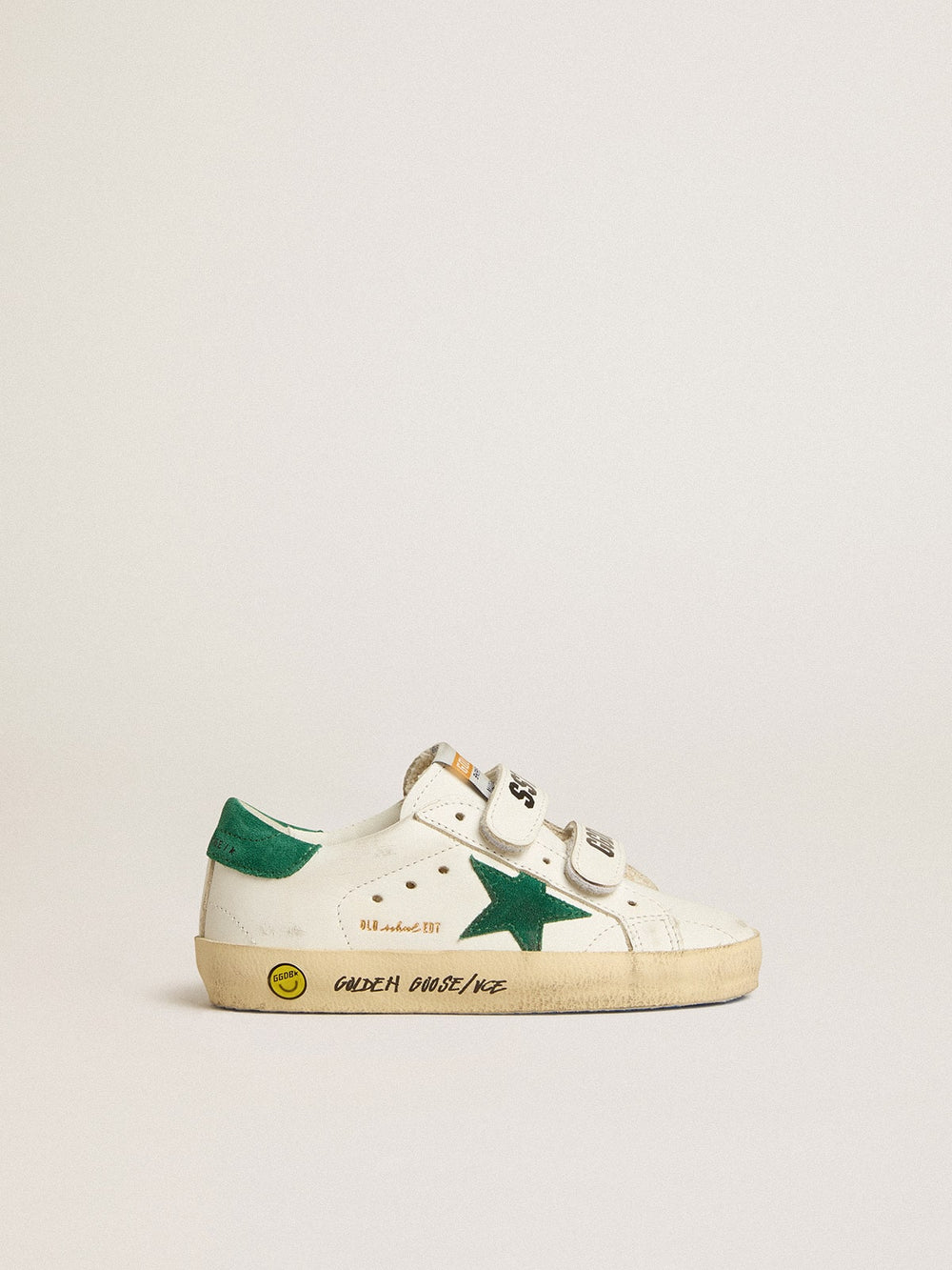Old School Junior with green suede star and heel tab