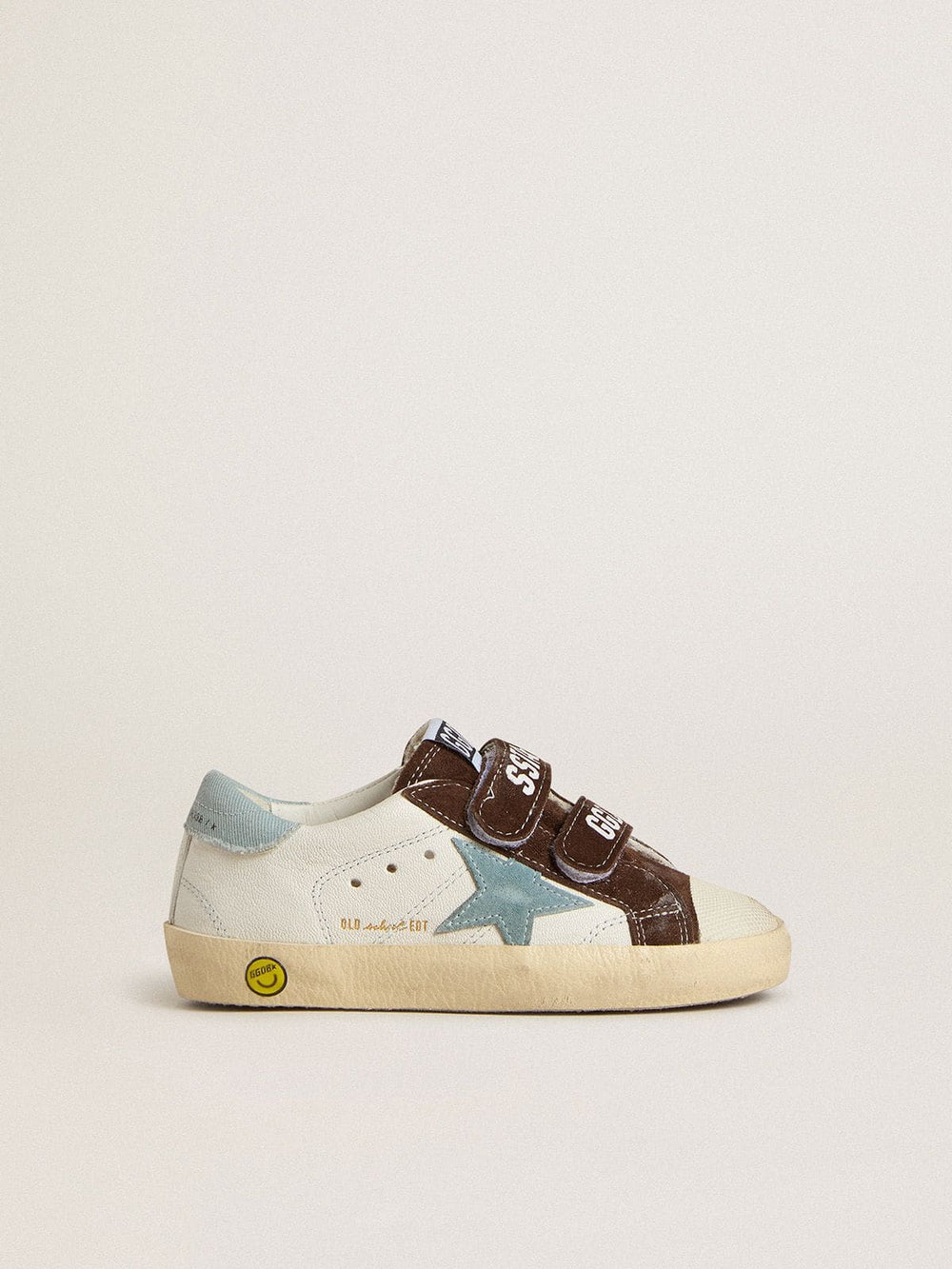 Old School Young in nappa with light blue suede star and brown suede inserts