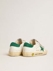 Old School Young with green suede star and heel tab