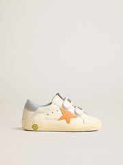 Young Old School in leather with orange star and baby blue heel tab