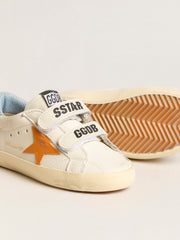 Young Old School in leather with orange star and baby blue heel tab