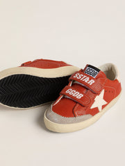 Teen Old School in orange nappa with white star and cream-colored leather heel tab