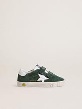 Old School Young in green suede with white leather star and heel tab