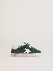 Old School Young in green suede with white leather star and heel tab