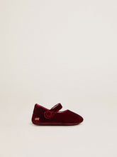 Sofi Baby ballet flats in burgundy velvet and suede