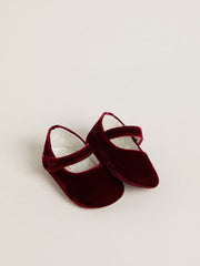 Sofi Baby ballet flats in burgundy velvet and suede