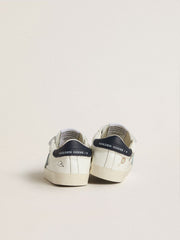 Baby School in white nappa with light blue suede star and tennis motif
