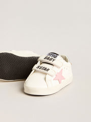 Baby Old School with pink leather star and silver leather heel tab