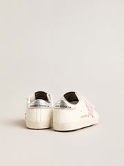 Baby Old School with pink leather star and silver leather heel tab