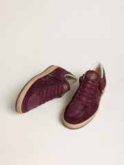 Women's Ball Star in burgundy suede with crystal star and metallic leather heel tab