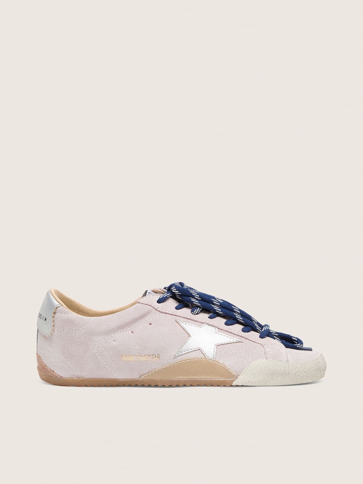 Women's True-Star in pastel pink suede with silver star and heel tab