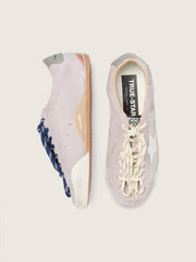 Women's True-Star in pastel pink suede with silver star and heel tab