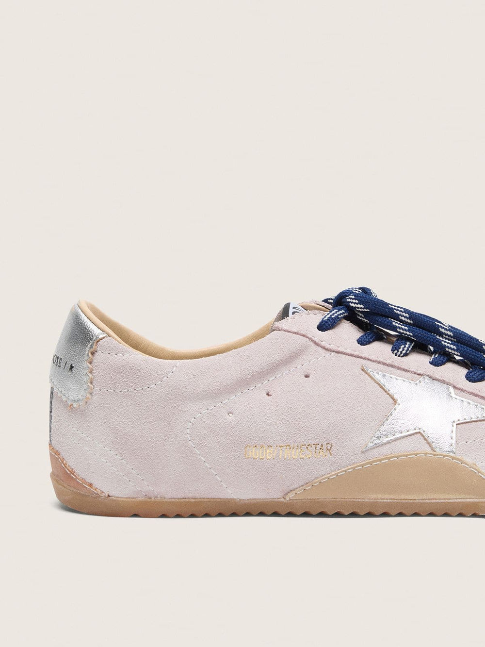 Women's True-Star in pastel pink suede with silver star and heel tab