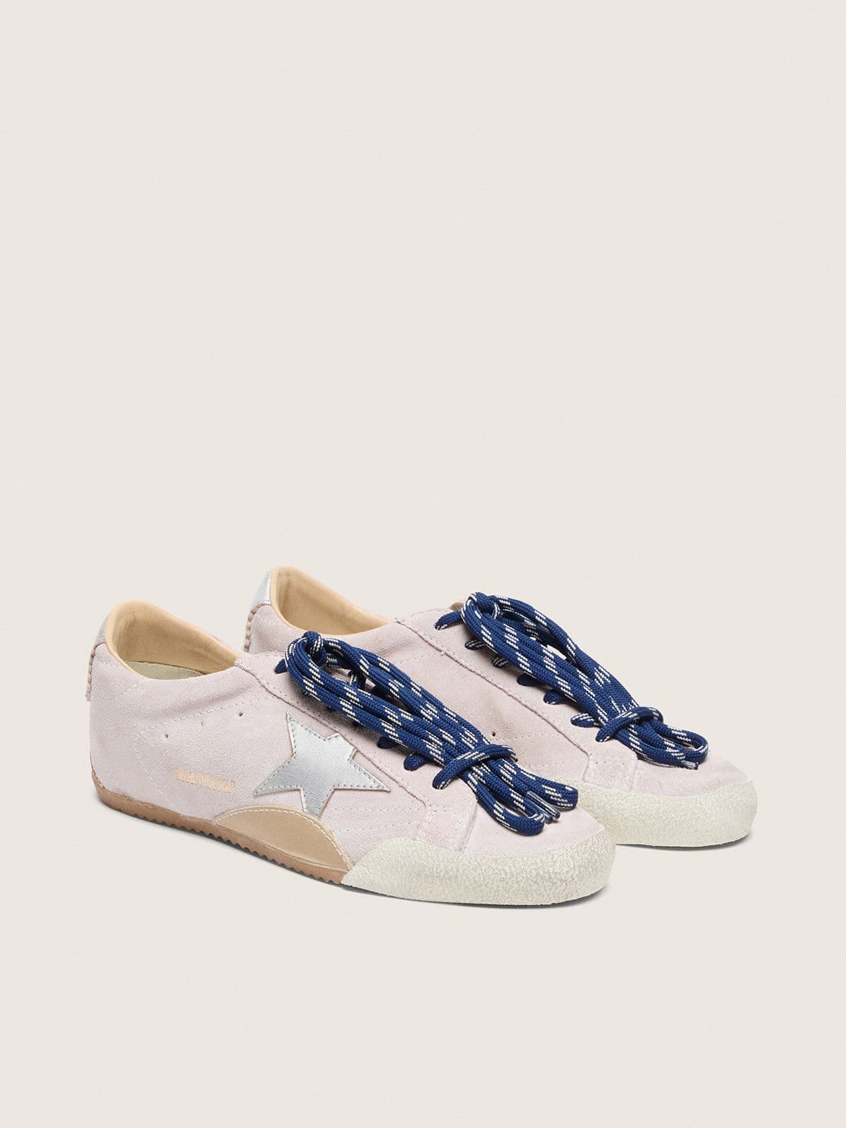 Women's True-Star in pastel pink suede with silver star and heel tab