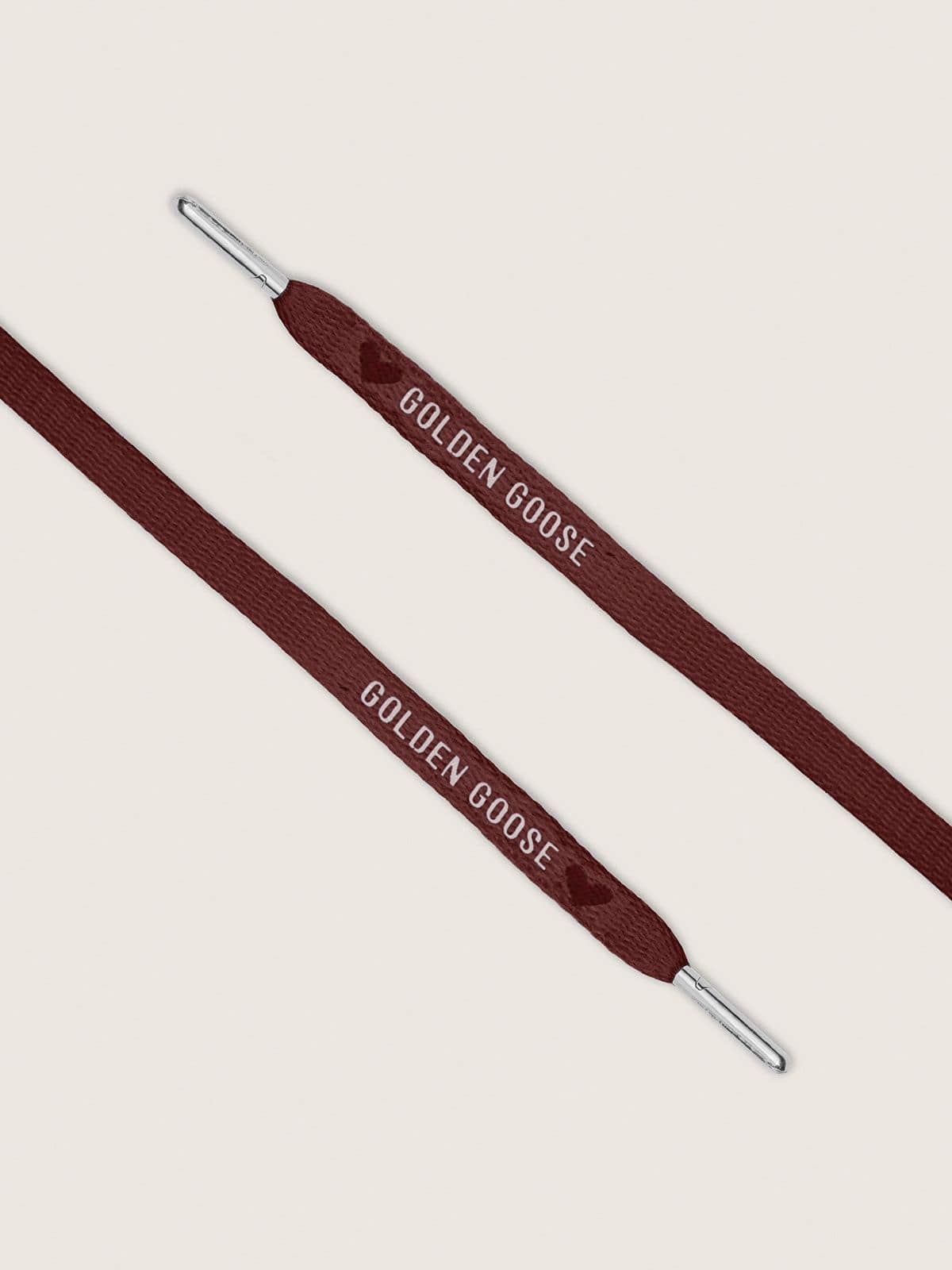 Burgundy LTD laces with embroidered hearts and contrast logo