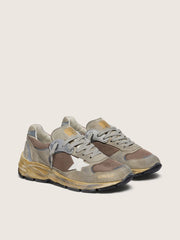 Women's Dad-Star in dove-gray suede and silver mesh with white leather star and suede heel tab