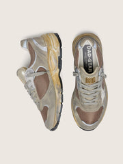 Women's Dad-Star in dove-gray suede and silver mesh with white leather star and suede heel tab