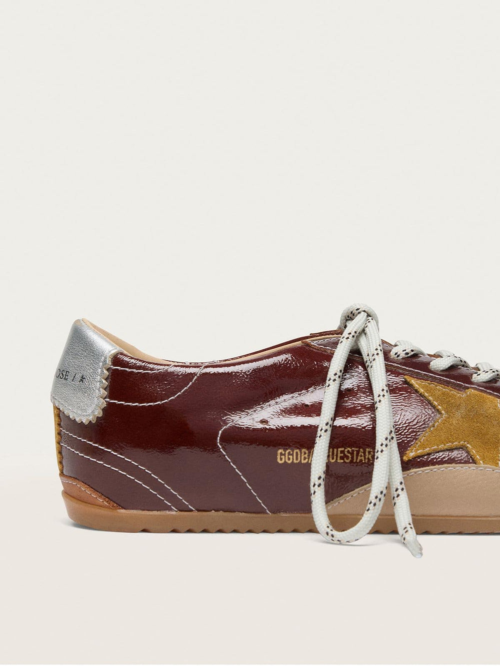 Women's True-Star in burgundy naplak with suede star and silver nappa heel tab