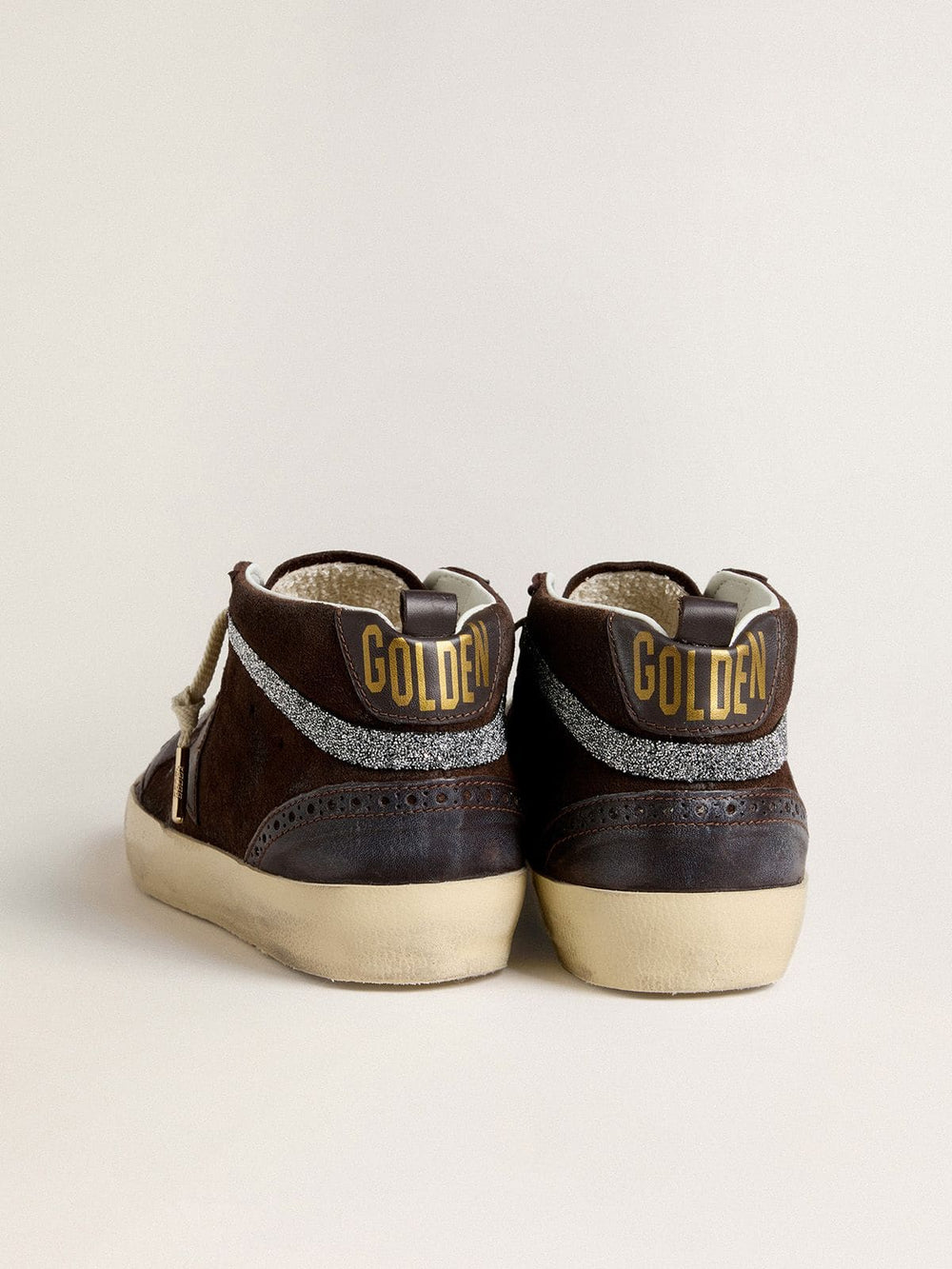 Women's Mid Star in brown suede with leather star and Swarovski crystal flash