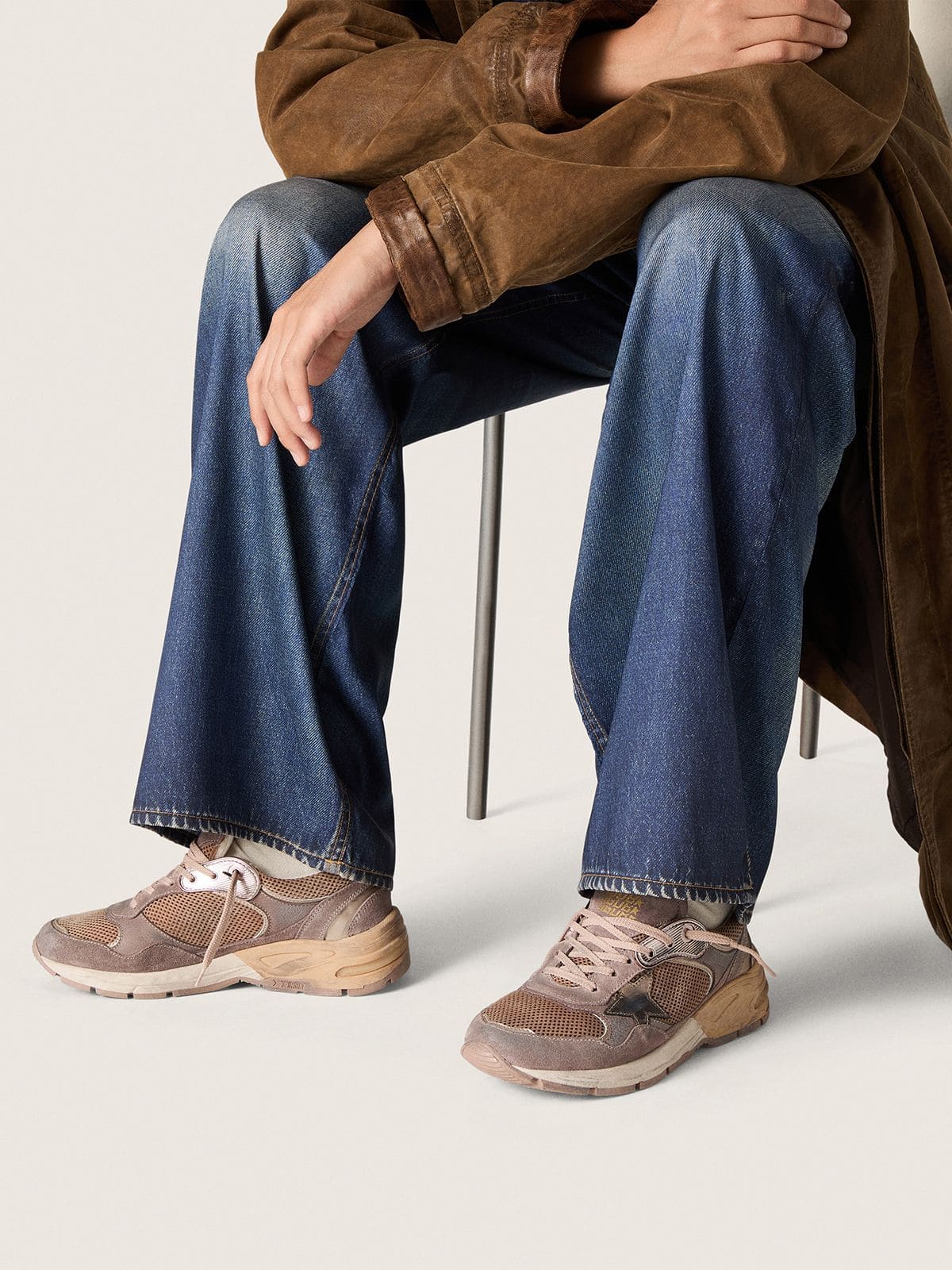 Women's Dad-Star in lilac suede and mesh with laminated leather star and heel tab