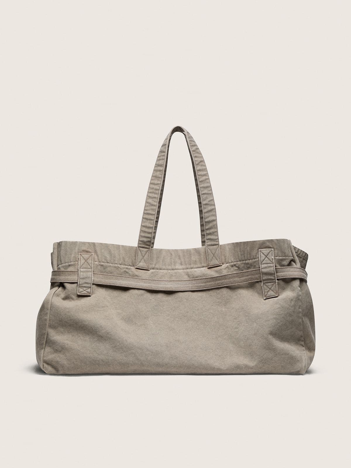 Anthracite canvas tote bag with embroidery and antique silver details