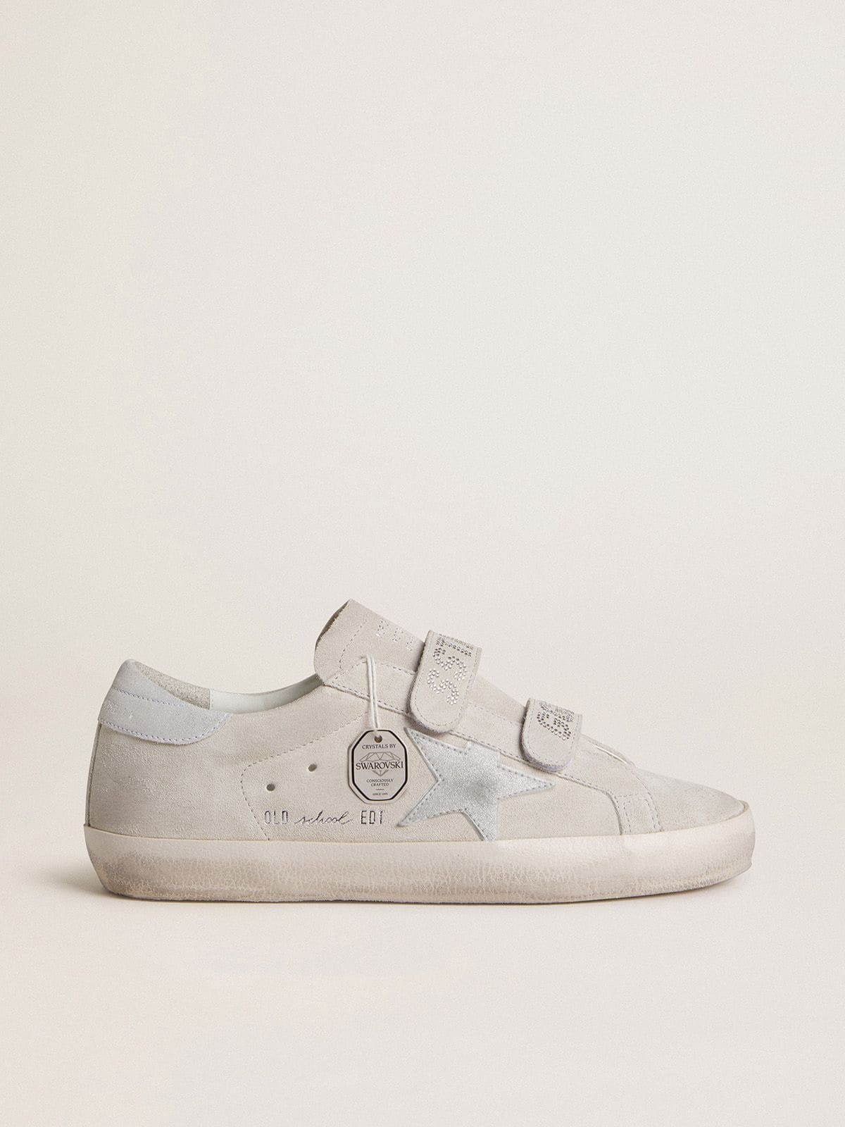 Women's Old School in light gray suede with a leather star with micro-glitter