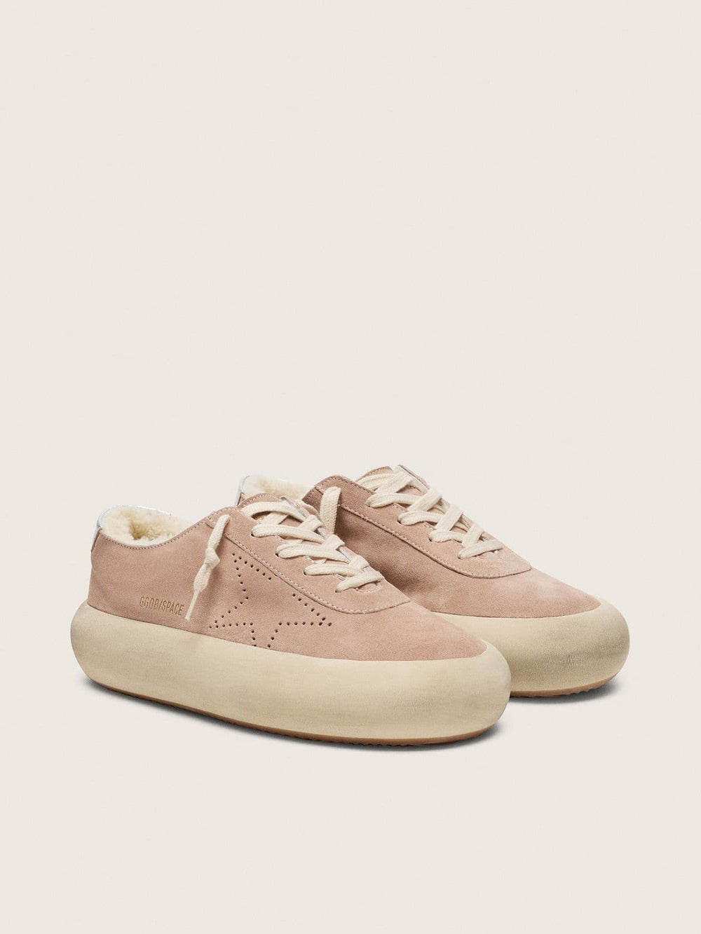 Women’s Space-Star in old rose suede with shearling lining