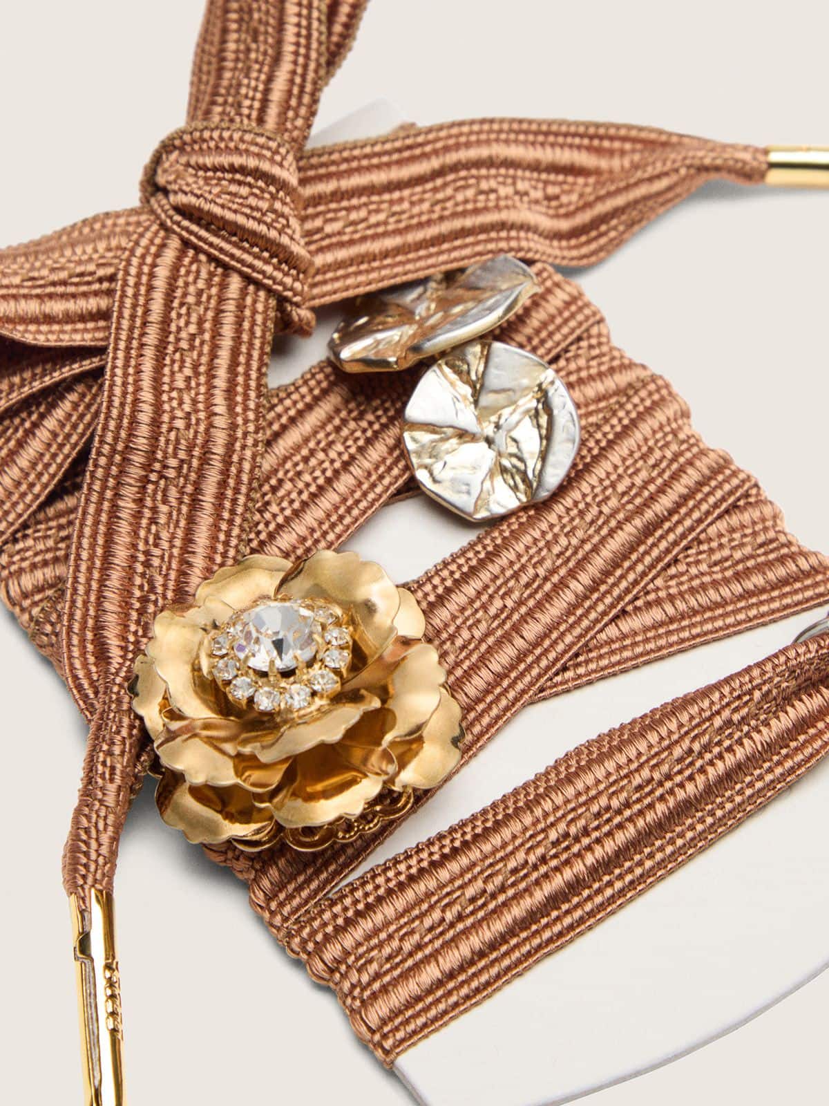 Skins burgundy and peach embroidered laces embellished with charms