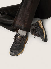 Women's Dad-Star in black naplak and crackle leather with black star and heel tab