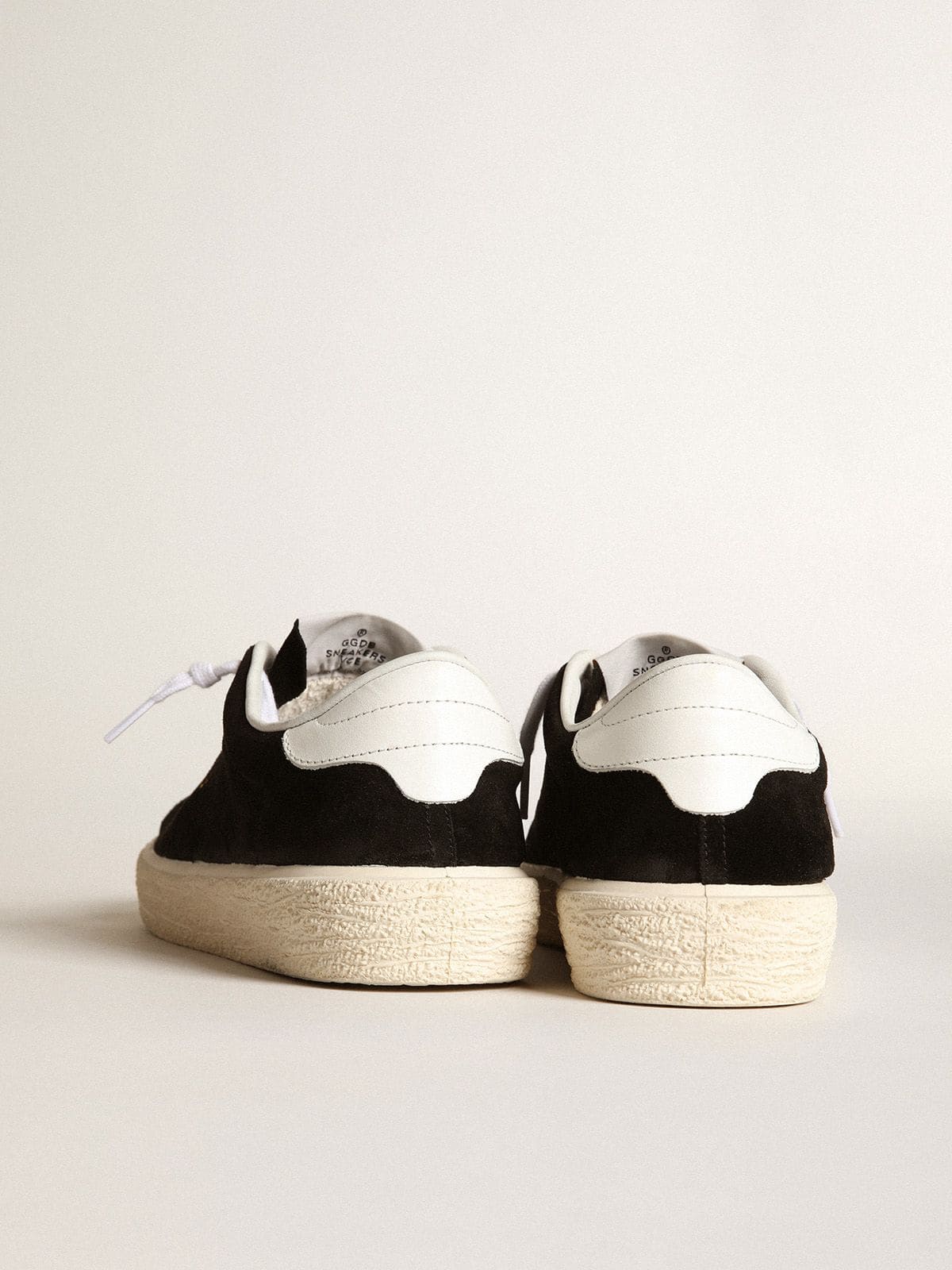 Women's Tennis in black suede with white leather heel tab