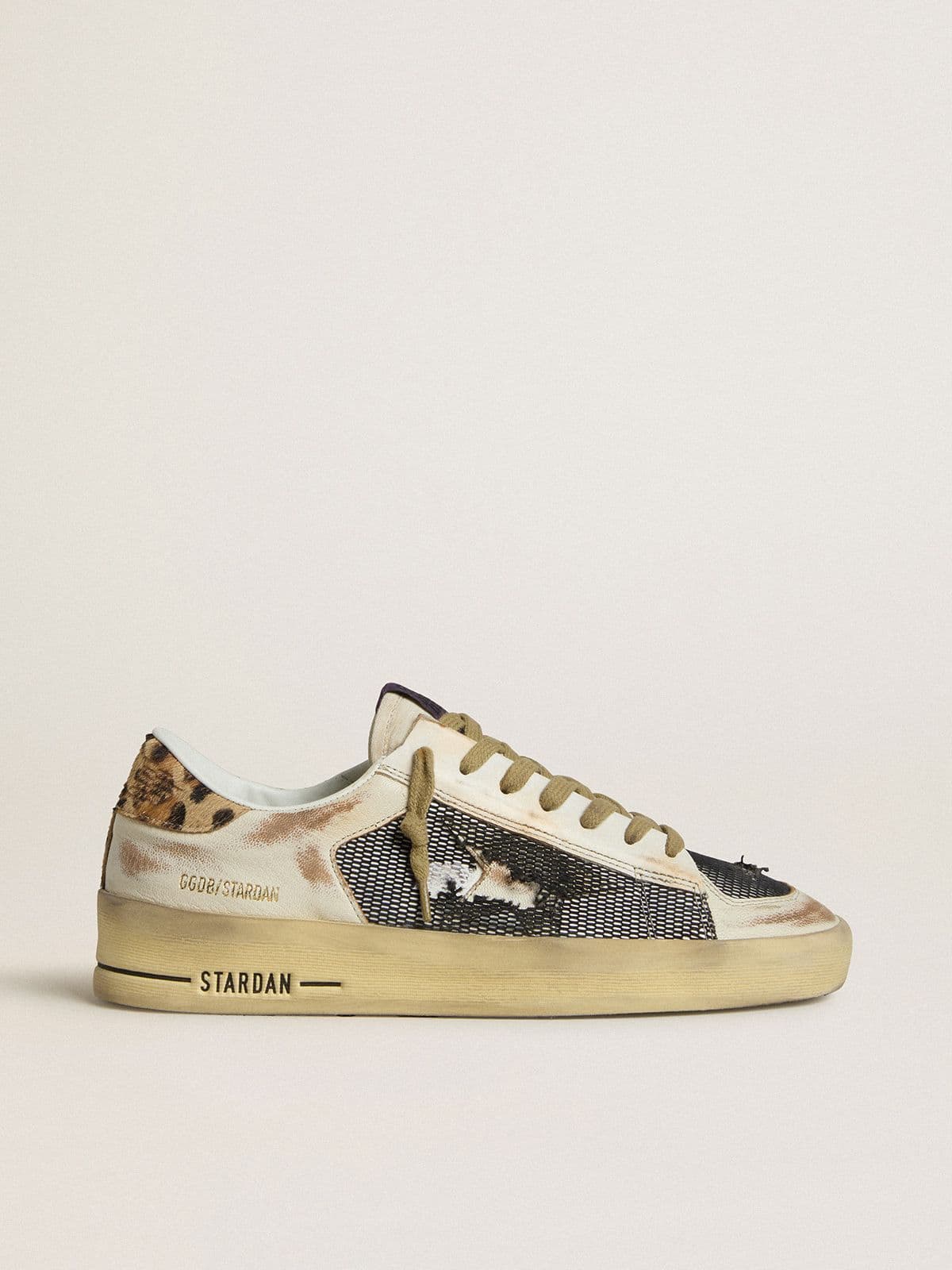 Women's Stardan in nappa and mesh with leopard-print pony skin heel tab