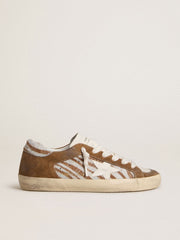 Women's Super-Star in zebra-print pony skin with leather star and brown suede inserts