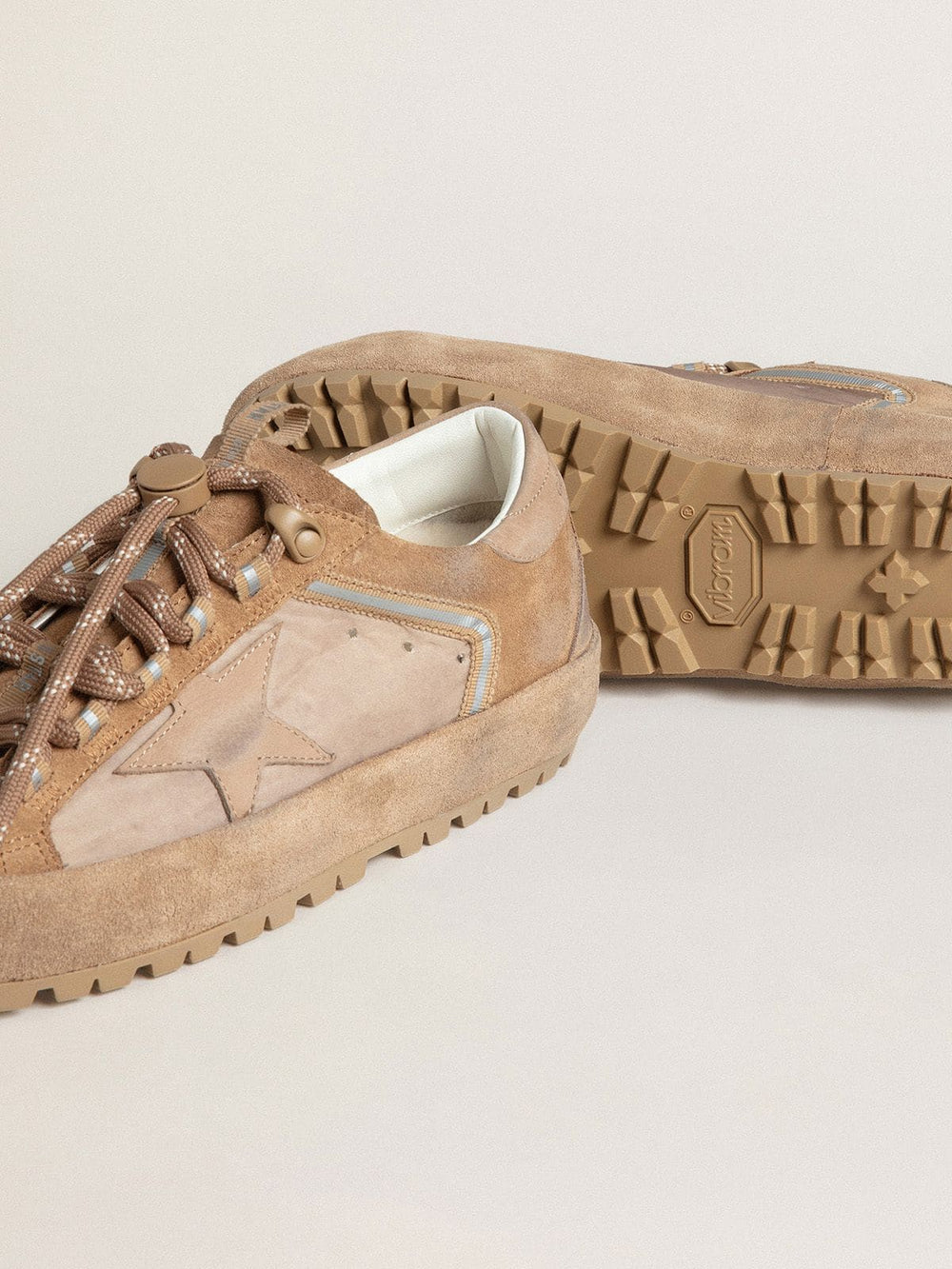 Women's Super-Star Ski in Dolmias and caramel suede with marble nubuck star and heel tab