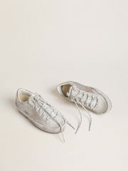 Women's Super-Star Ski in light gray nylon with metallic leather star and heel tab