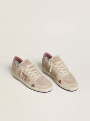 Women's Ball Star LTD in pink and beige suede with pearl-gray leather heel tab