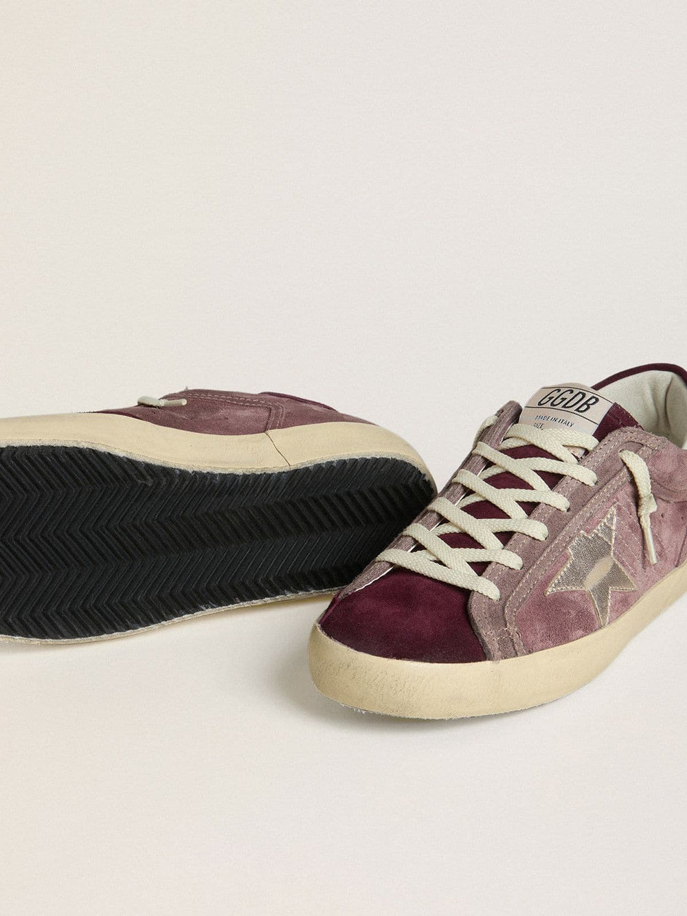 Women's Super-Star LTD in lilac suede with silver metallic leather star and suede heel tab