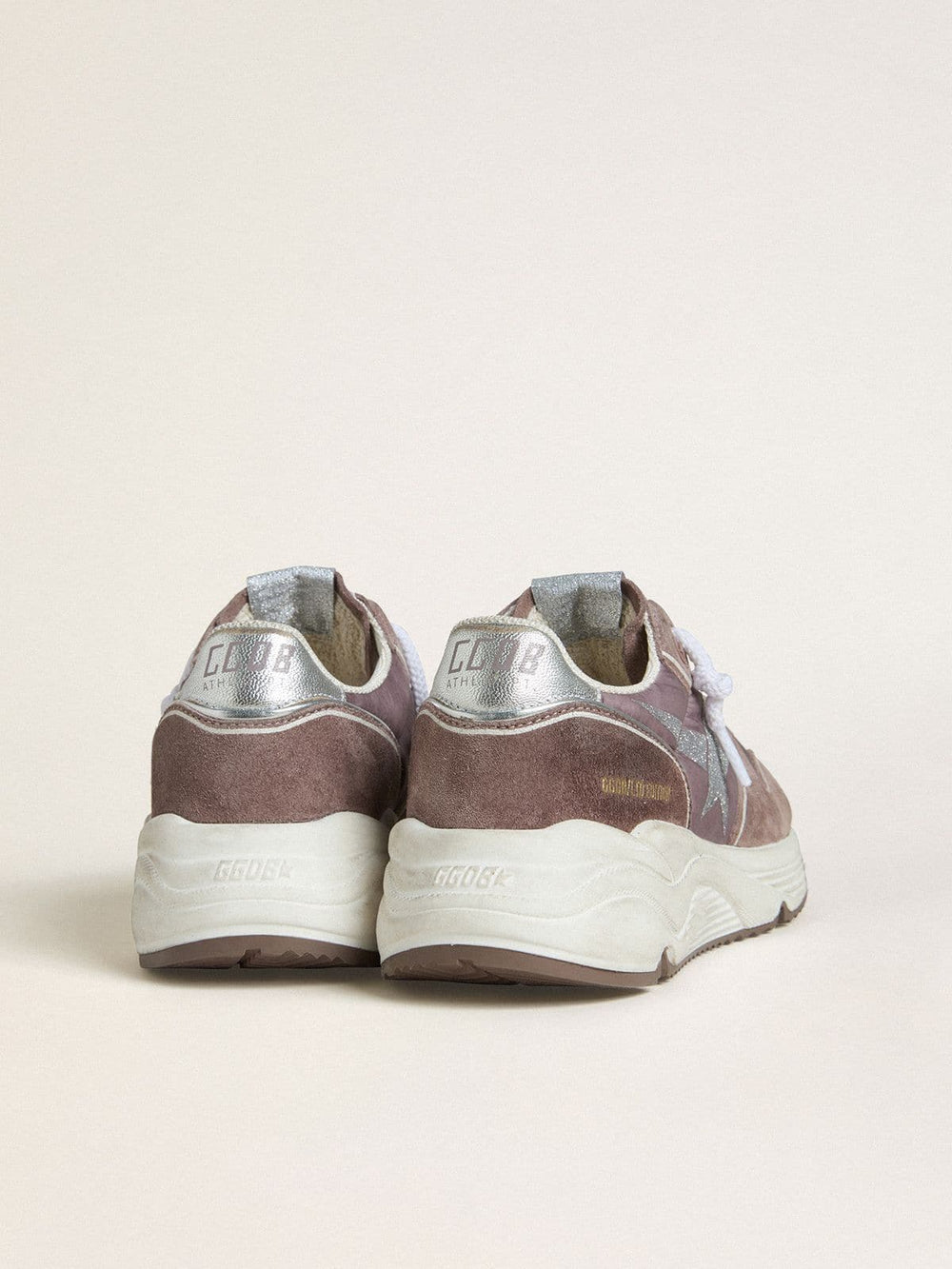 Women's Running Sole in lavender nylon and suede with printed star and silver leather heel tab
