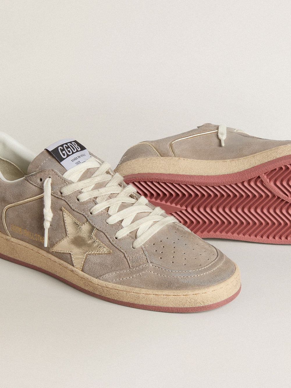 Women's Ball Star in beige suede with gold metallic leather star and bead lettering