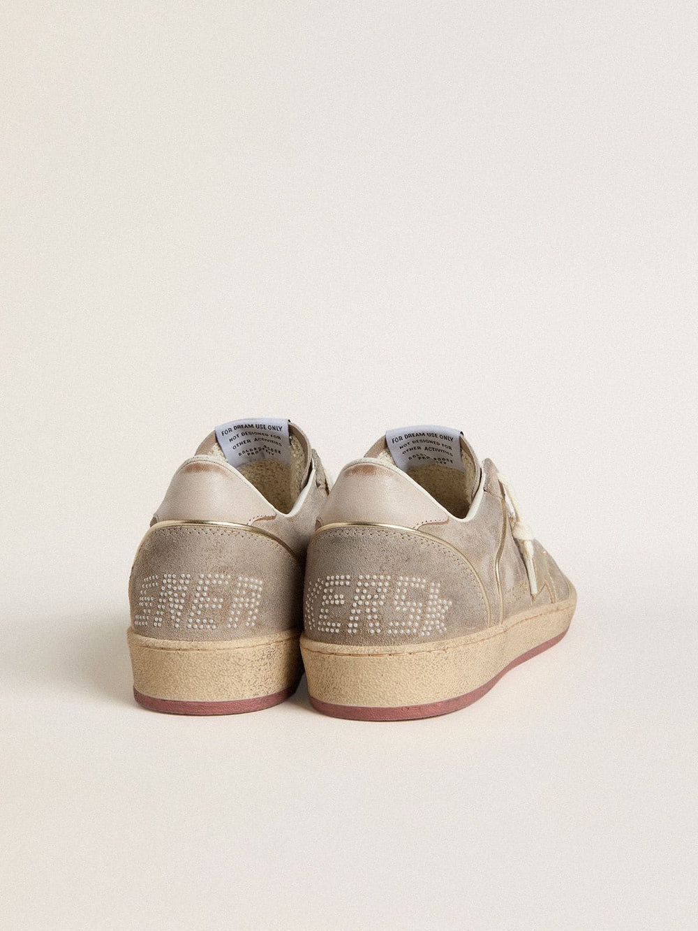 Women's Ball Star in beige suede with gold metallic leather star and bead lettering