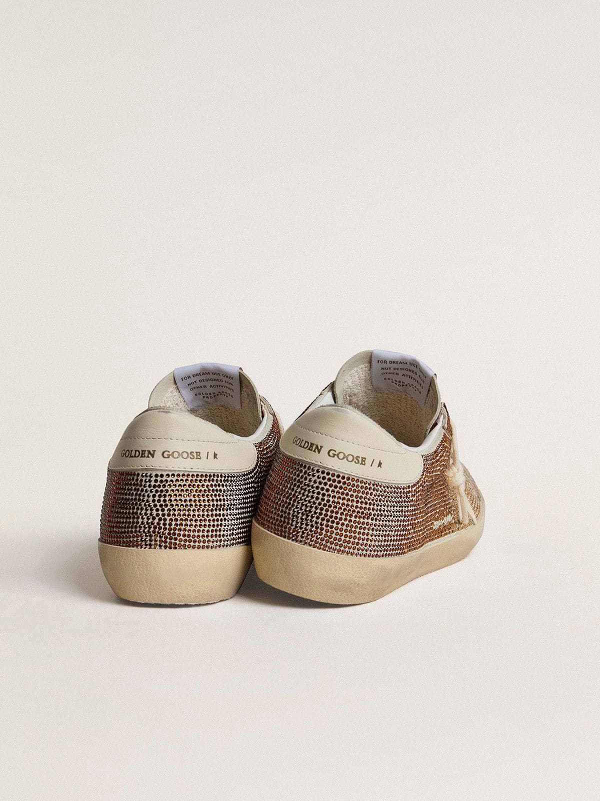 Super-Star in beige suede and multicolored crystals with cream-colored leather star and heel tab