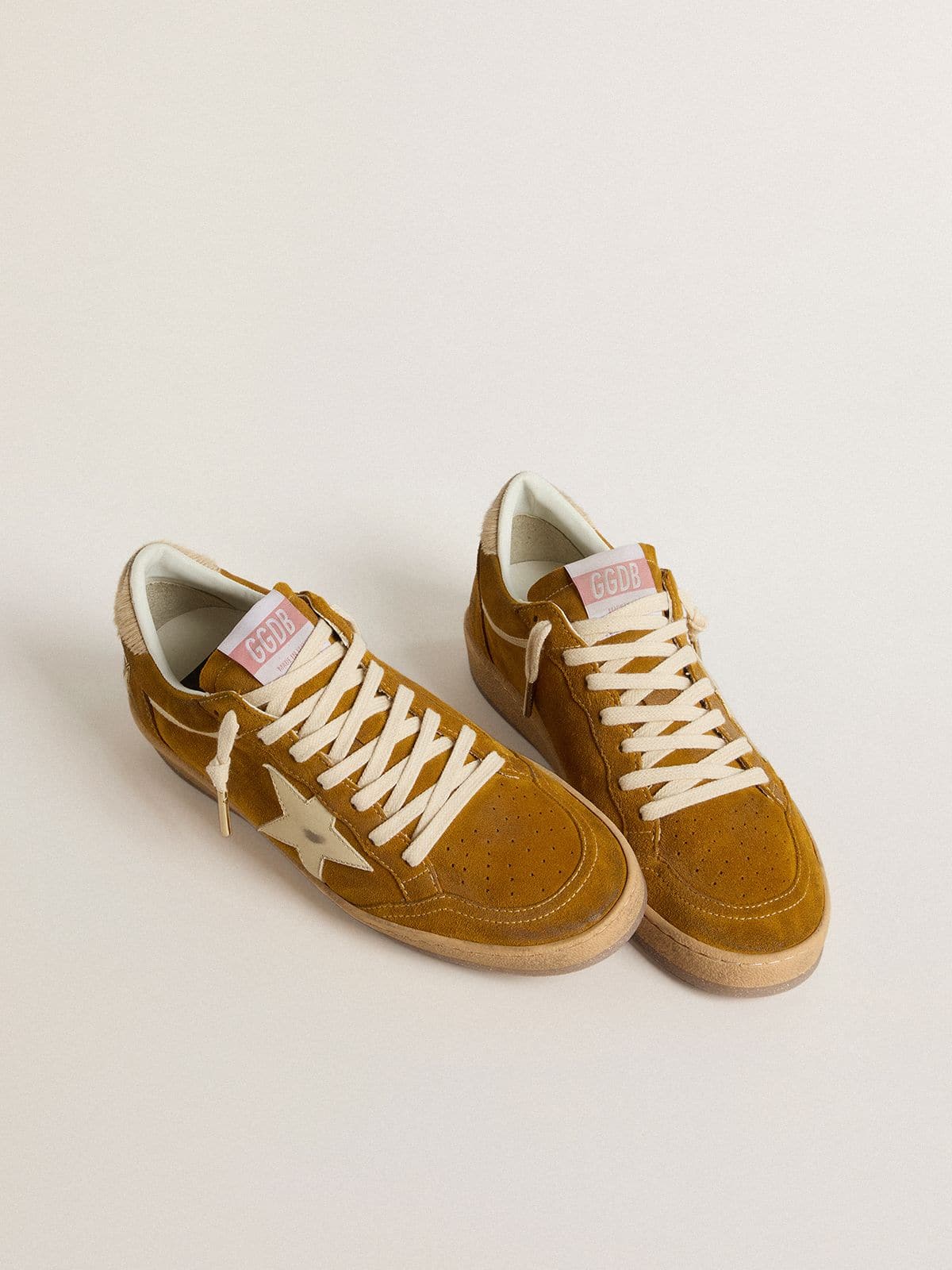 Women's Ball Star in suede with beige leather star and pony skin heel tab